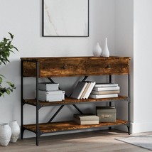 Industrial Rustic Smoked Oak Wooden Large Console Table With 2 Drawers 2 Shelves - £124.81 GBP