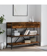 Industrial Rustic Smoked Oak Wooden Large Console Table With 2 Drawers 2... - £125.45 GBP