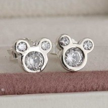 925 Sterling Silver Disney Parks Dazzling Mickey With Clear CZ Stud Earrings - £11.46 GBP