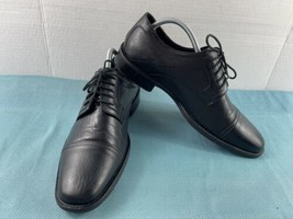 Johnston &amp; Murphy Dress Oxford Men 9 M Larsey Shoes Black Leather Cap To... - $47.19 CAD