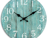 Wall Clock, 10 Inch Teal Silent Non-Ticking Kitchen Decor, Rustic Vintag... - £20.18 GBP