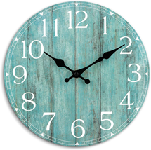 Wall Clock, 10 Inch Teal Silent Non-Ticking Kitchen Decor, Rustic Vintage Countr - £20.08 GBP