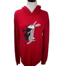 New Barbour x Bella Fraud Red Bunny Rabbit Merino Cashmere Hoodie Sweater Size M - £182.42 GBP