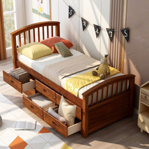 Twin Size Platform Storage Bed Solid Wood Bed with 6 Drawers - $608.66