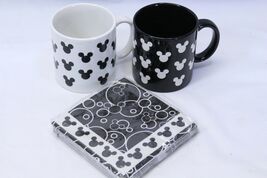 Disney Mickey Mouse Mugs Silhouette Black White plus Napkins - $10.77