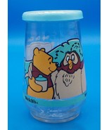 Disney - Winnie the Pooh with Owl Welch&#39;s Glass Jelly Jar with Blue Lid  - £5.98 GBP