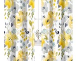 Gray Yellow Blue Curtains For Living Room, Floral Vintage Summer, 52 X 8... - $40.95