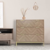 Anmytek Modern 3 Drawer Chest Dresser, Mid Century Natural Oak Organizer... - $220.95