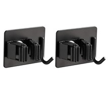 2pcs Mop and Broom Holder Wall Mount Heavy Duty (Self Adhesive with Hook) (Black - £23.72 GBP