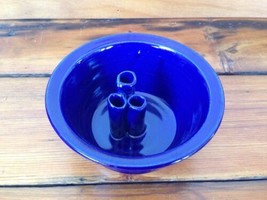 Japanese Ikebana Cobalt Blue Floral Flower Frog Stoneware Art Studio Vase - £62.94 GBP