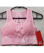 Aéropostale Sports Bra Womens Small Pink Mesh Wide Straps Round Neck Act... - $30.39 CAD