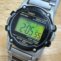 VTG Timex Digital Quartz Watch Atlantis Men Black Silver Alarm Chrono New Batter - £22.56 GBP