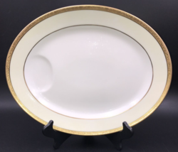 Theodore Haviland Limoges France Embossed Design Gold Rim Oval Serving Platter - £25.54 GBP