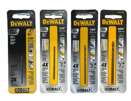 DEWALT Split Point Cobalt 1/16&quot;, 3/32&quot;, 4/64&quot;, 9/64&quot; Drill Bit Wood Metal SET - £25.65 GBP