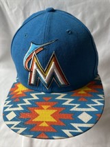 Miami Marlins New Era Fitted Hat Aztec print on brim size 7 1/2 Clean 59 Fifty - £15.58 GBP