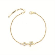 2Ct Lab Created Round Initial &quot;F&quot; Chain Bracelet Diamond 14K Yellow Gold Plated - £156.18 GBP