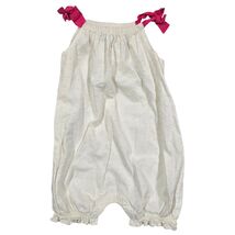 babyGap Toddler Girl White Swiss Dot Cotton Bubble Romper Pink Bows 18-2... - $10.89