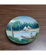 Vintage NATIVE AMERICAN INDIAN CAMP SCENE Hand Paint ENCO Mini Collector... - $11.29