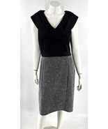 Tahari ASL Tweed Sheath Dress Size 12 Black White V Neck Cap Sleeve Womens - $46.12 CAD
