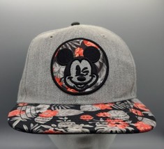 Disney Mickey Mouse Snapback Baseball Cap Floral Embroidered Mens - £15.23 GBP