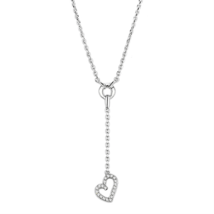 3W425 - Rhodium Brass Necklace with AAA Grade CZ  in Clear - $30.49