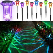 Solar Lights Outdoor Pathway 8 Pack Color Changing Solar Garden Lights for Patio - £39.56 GBP