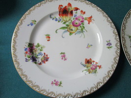 Crown Imperial H&amp;C Czech Dresden Flower 2 dinner plates, 9 1/4&quot; diam, [a*4-1] - £43.14 GBP