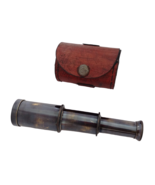 6&quot; Antique Commando Black Nautical Marine Brass Telescope with Leather Case - £18.79 GBP