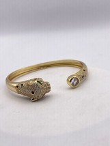 Vintage Katze Cougar Gefülltes Gold Verstellbar Armreif Armband - £51.24 GBP