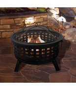 Outdoor Fire Pit - 26-Inch Round Lattice Wood Burning Firepit With Screen, - $249.56 CAD