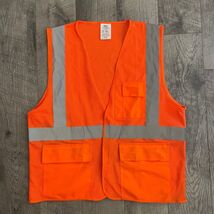 Uline Mens High Visibility Safety Vest Orange Mesh Reflective ANSI Class... - $10.98