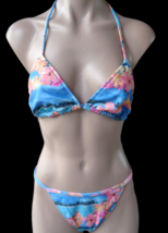 New Ice Gear Multicolor Tropical Print Triangle String Bikini Set Jr Junior M - £17.39 GBP