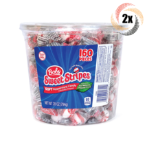 2x Jars Bob&#39;s Sweet Stripes Soft Peppermint Candy | 160 Pieces Per Jar | 2LB - £34.86 GBP