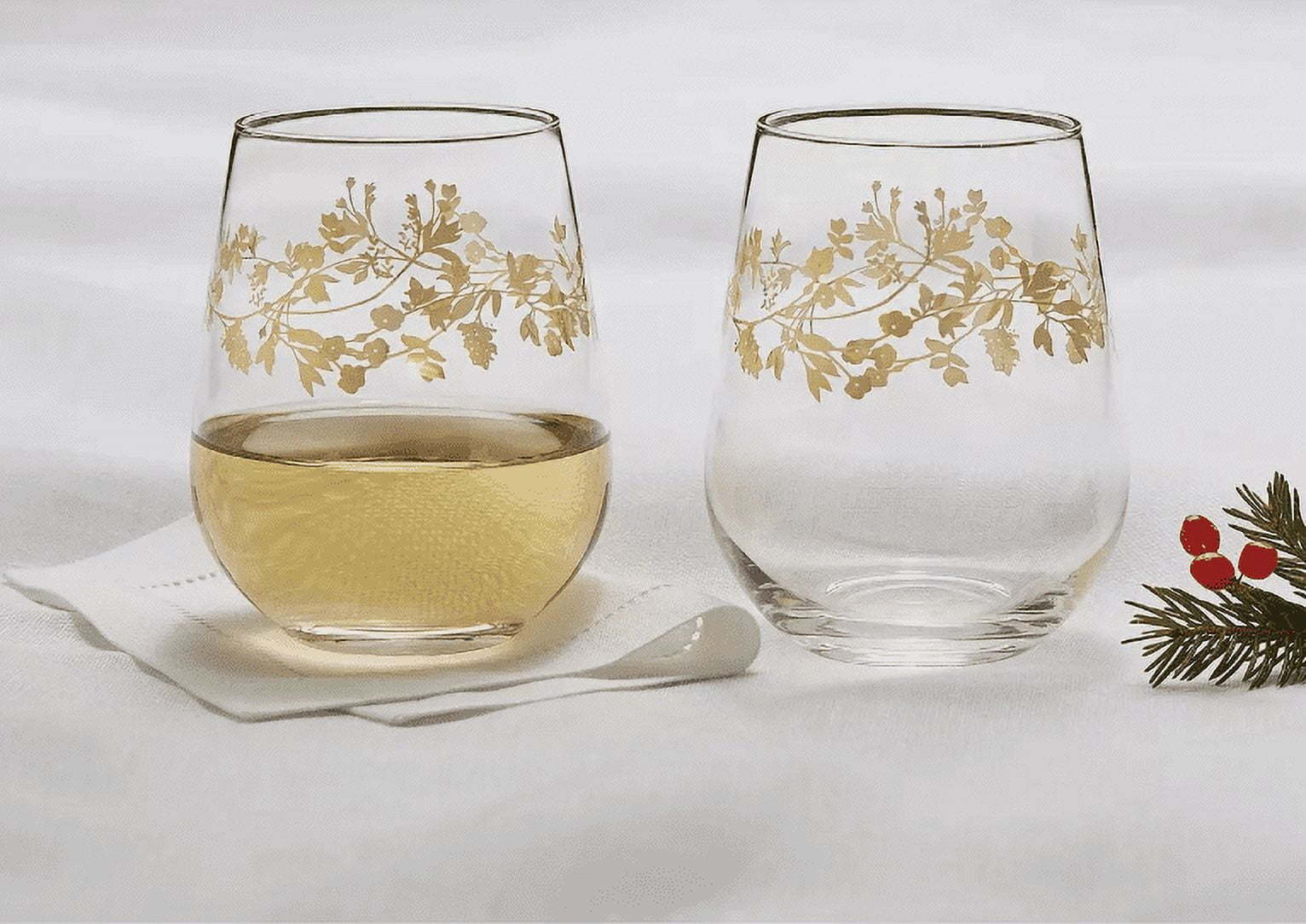 Charter Club Gilded Stemless Wine Glass, Set of 2 - $11.00