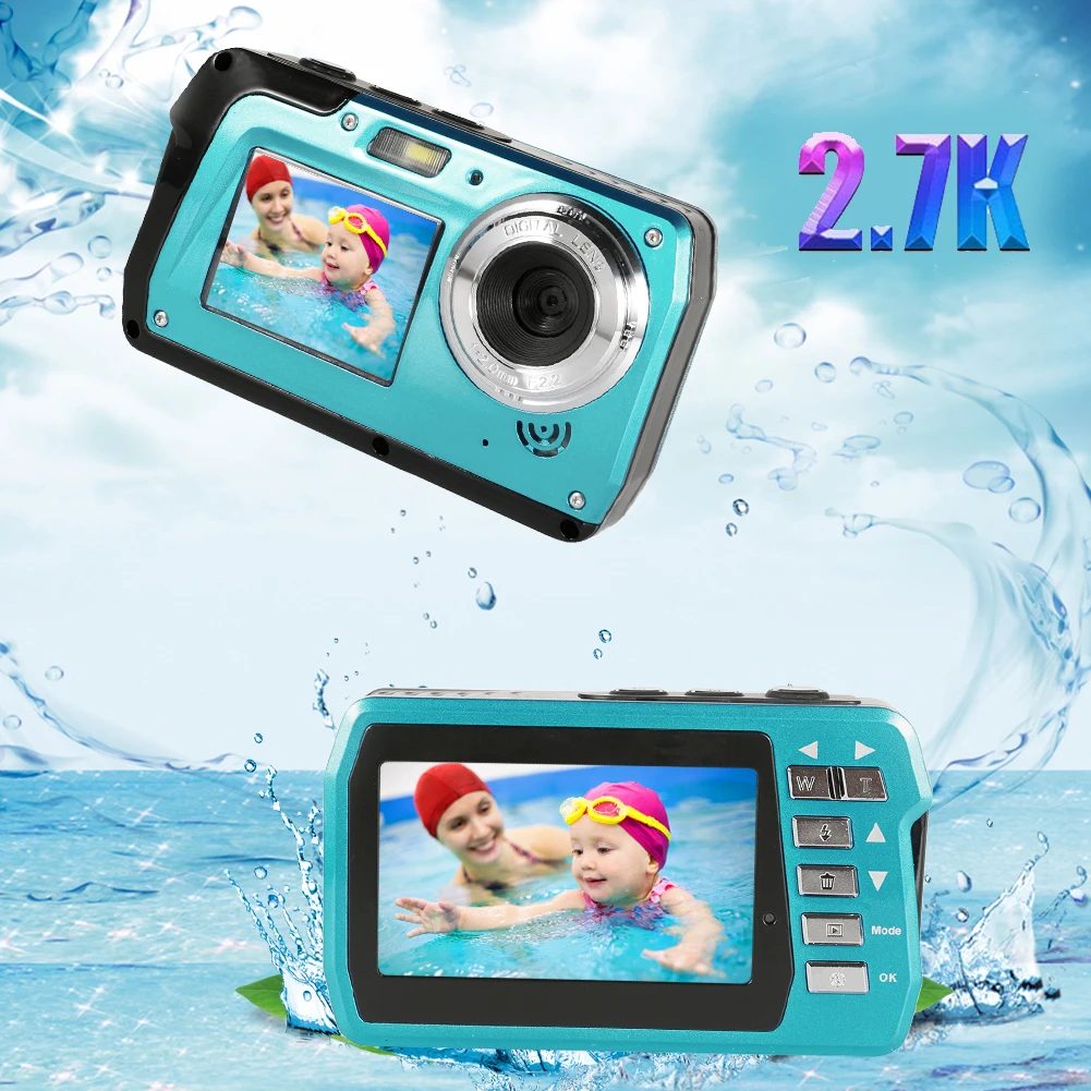 4K 30FPS Waterproof Camera 1080P Digital Camera IPS Dual Screen Anti Shake Face - £83.54 GBP+
