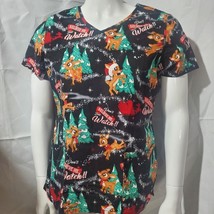 Rudolph the Red Nosed Reindeer Womens Scrub Size M Don’t Believe Me Just Watch - £11.96 GBP