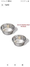 Set of 2 Large Stainless Steel Pet Dog Food Water Bowls NEW Metal Shine - £6.84 GBP