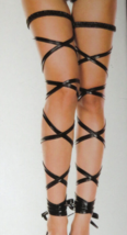 Sexy Black Faux Leather Leg Wraps One Size Fits Most- Spirit Halloween - £11.78 GBP