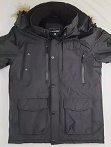 Noize Mens Size XL Jacket Black Hooded Parka Coat Faux Fur Trim Extreme Cold - £75.08 GBP