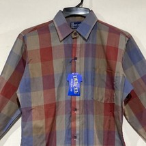 Dee Cee Men&#39;s M Gray Blue Red Plaid Shirt | New Cotton Button-Down | Sty... - $14.90