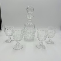 Waterford crystal colleen pattern decanter &amp; 4 claret wine glasses Irish... - $306.00