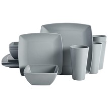 Gibson Home Grayson 16 Piece Square Melamine Dinnerware Set in Grey - $1,901.38 MXN