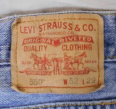 MENS LEVI STRAUSS 550 BLUE JEANS 52x29 52&quot;X28&quot; RELAXED FIT DURABLE BIG &amp;... - £50.60 GBP