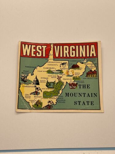 Vintage West Virginia The Mountain State Sticker Decal Travel Souvenir K... - $9.89