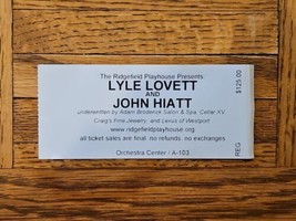 Lyle Lovett and John Hiatt Concert Ticket Stub - Ridgefield Connecticut ... - £9.70 GBP