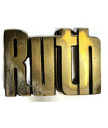 Name &#39;Ruth&#39; Solid Brass Metal Belt Buckle R.O.C.Taiwan 4740 1970s 2&quot; X 3&quot; - £21.62 GBP