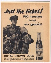 Vintage Print Ad RC Royal Crown Cola Just The Ticket Motorcycle 5 1/4&quot; x... - £2.82 GBP