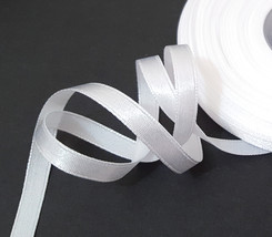 1/4&quot; / 7mm width - 33 yards White Satin Ribbon Trim Single Faced S15 - £3.97 GBP
