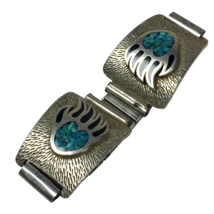 Vintage Southwest Bear Claw Turquoise Onyx Men&#39;s Stretch Flex Watch Band... - $39.00