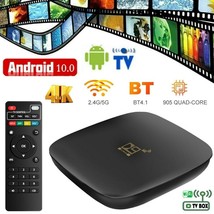 Smart Android 10.0 Tv Box Quad Core 2.4G/5G 4K Wifi Hd Media Stream Player Us D9 - £43.79 GBP
